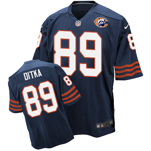 Men's Elite Mike Ditka Nike Jersey Navy Blue - #89 Throwback NFL Chicago Bears